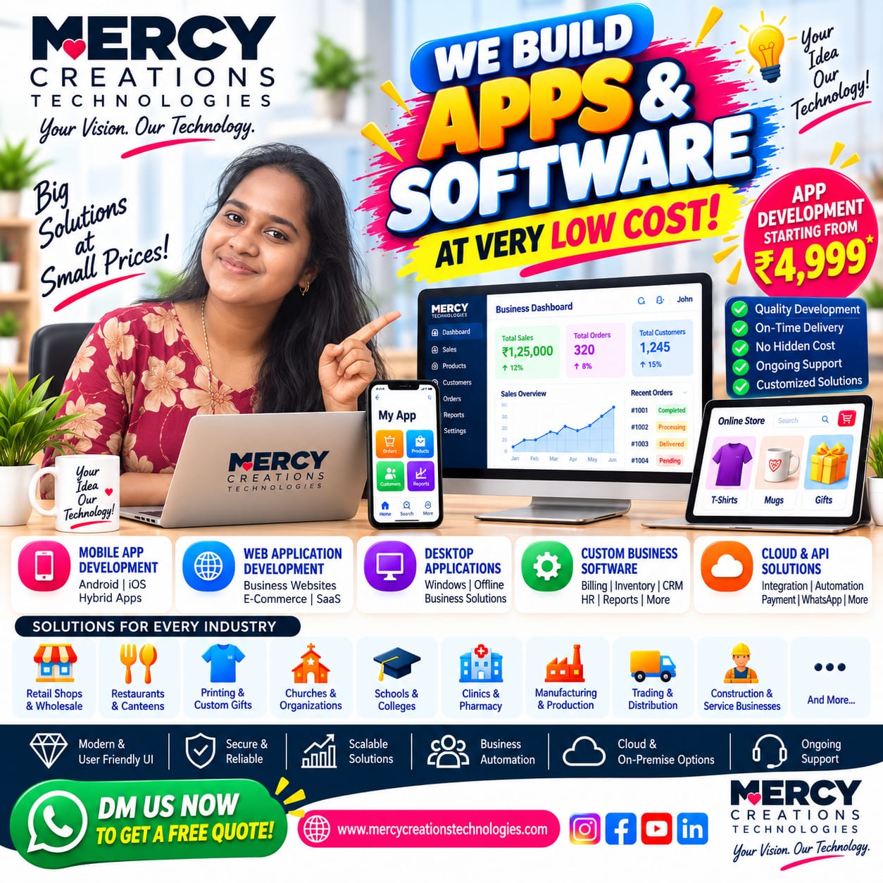 Mercy Creations Technologies mobile apps, websites and software solutions poster